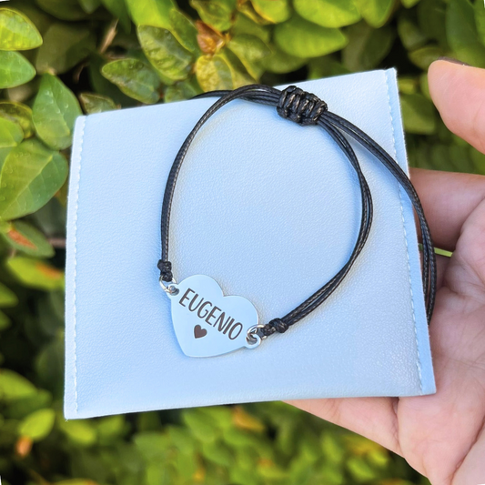 Brazalete Corazón Plateado Ajustable Personalizado