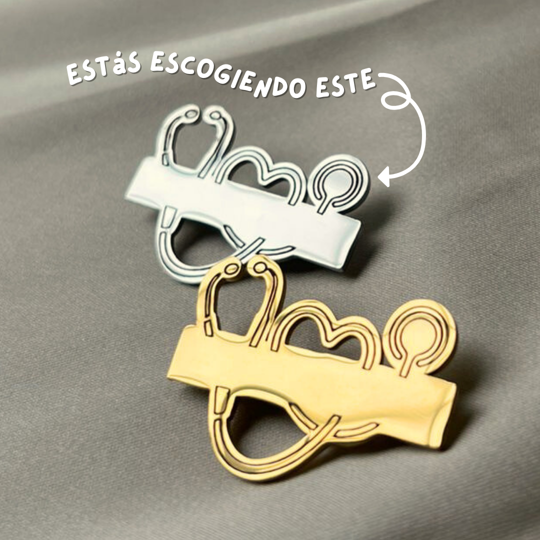Pin Estetoscopio Plateado Personalizado