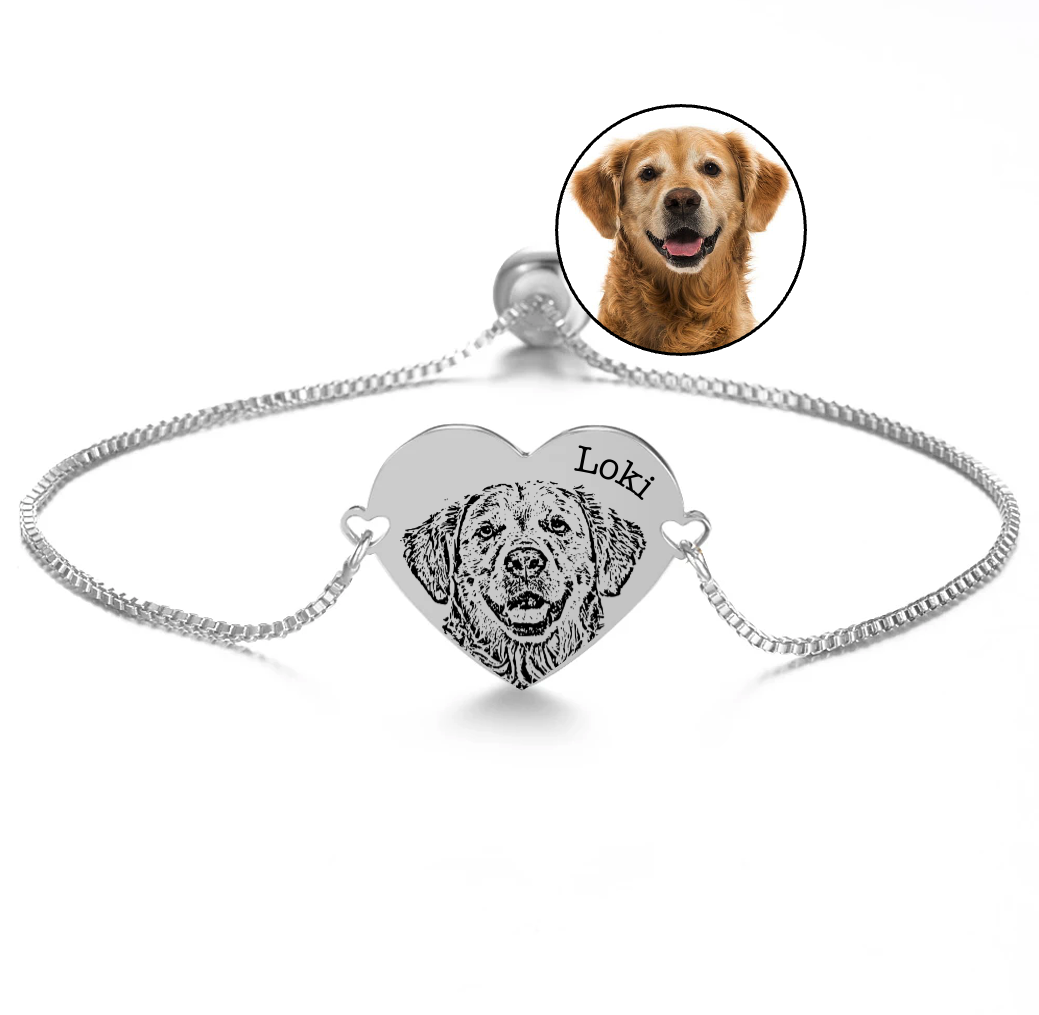 Brazalete Corazón Plateado Ajustable