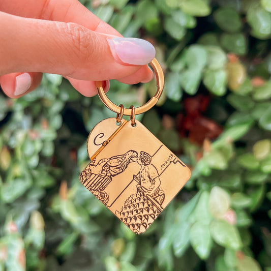 Llavero Dorado Cuadrado