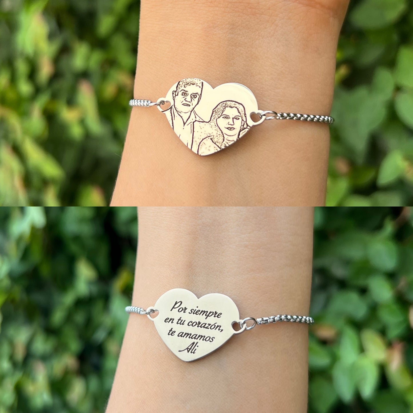 Brazalete Corazón Plateado Ajustable