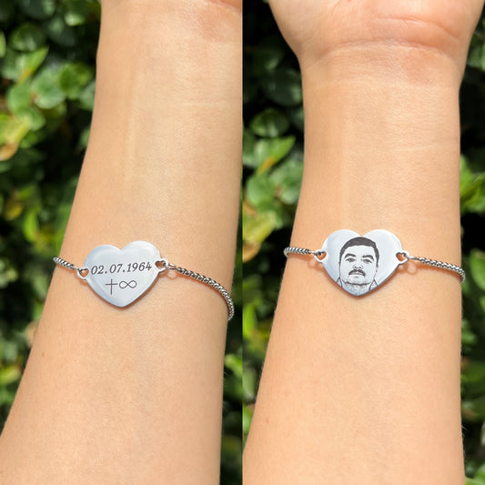 Brazalete Corazón Plateado Ajustable