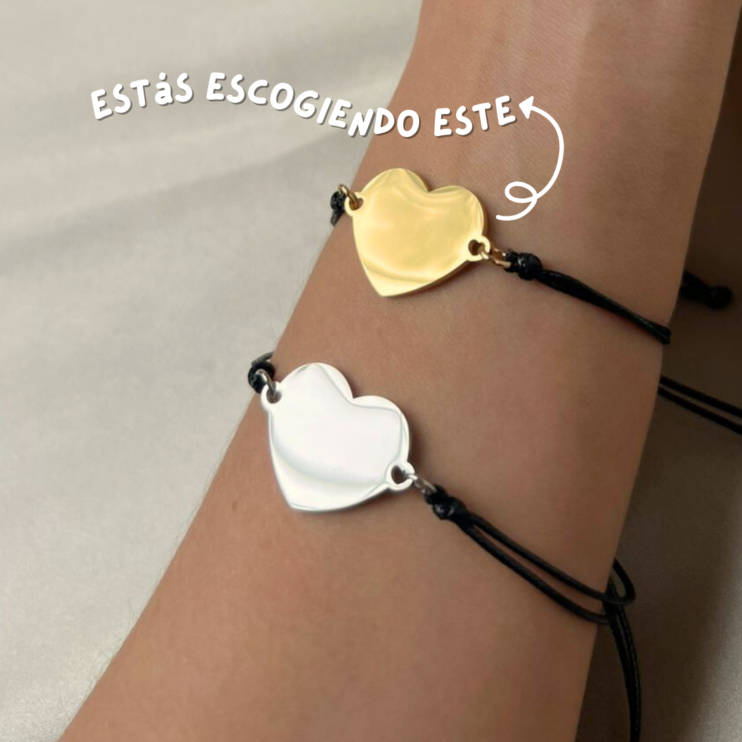 Brazalete Corazón Dorado Ajustable Personalizado