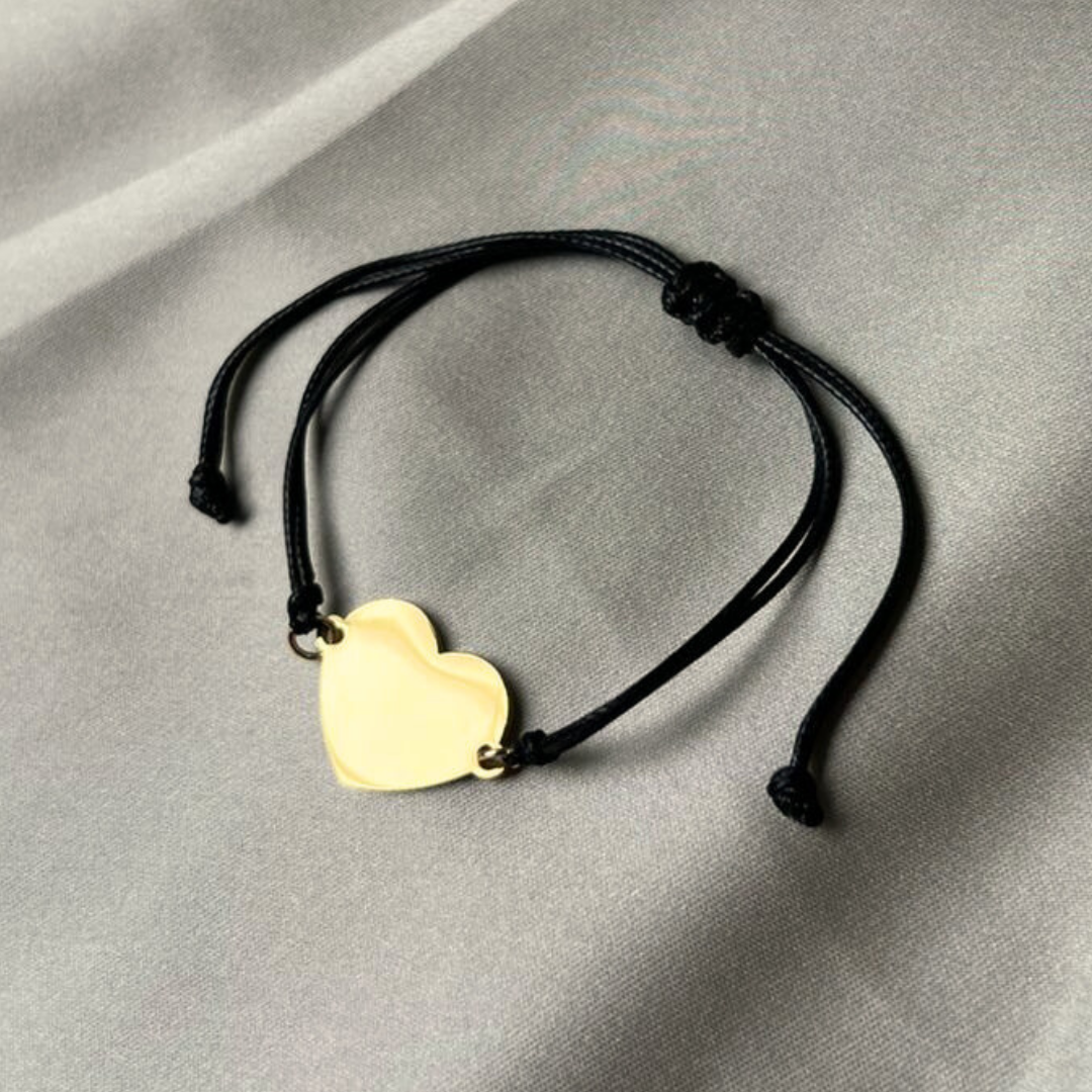 Brazalete Corazón Dorado Ajustable Personalizado