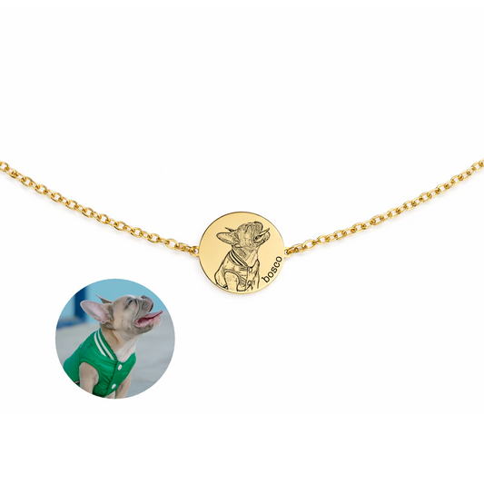 Collar Dije Dorado Círculo Personalizado