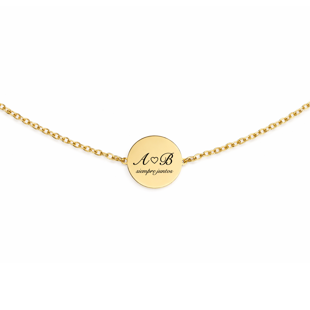 Collar Dije Dorado Círculo Personalizado