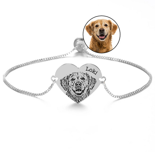 Brazalete Corazón Plateado Ajustable