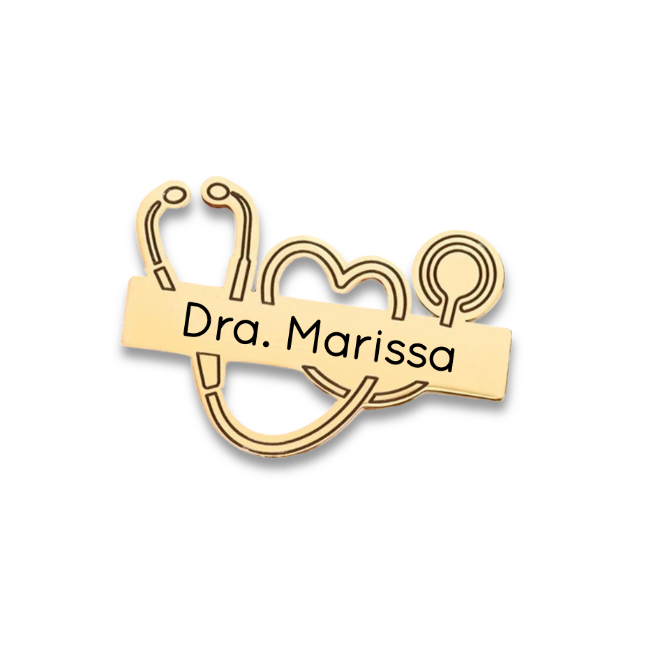 Pin Estetoscopio Dorado Personalizado