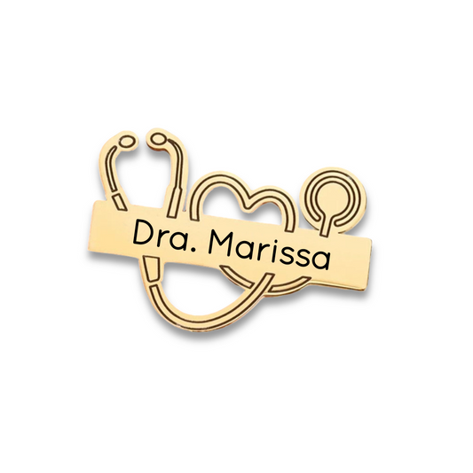 Pin Estetoscopio Dorado Personalizado