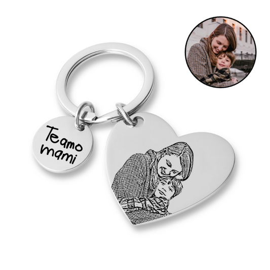 Llavero Plateado Corazón Personalizado