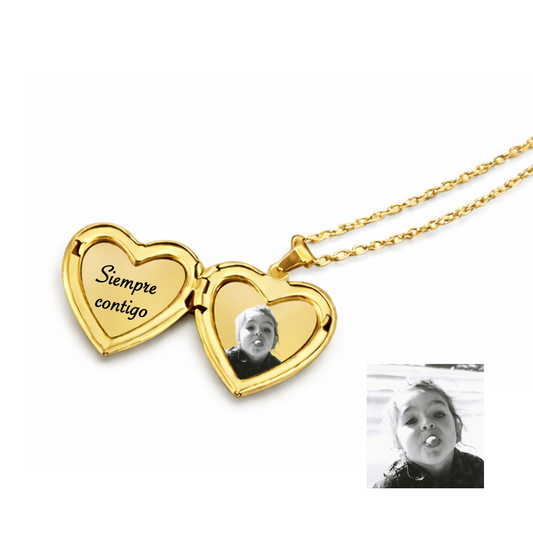 Relicario Dorado Corazón Personalizado