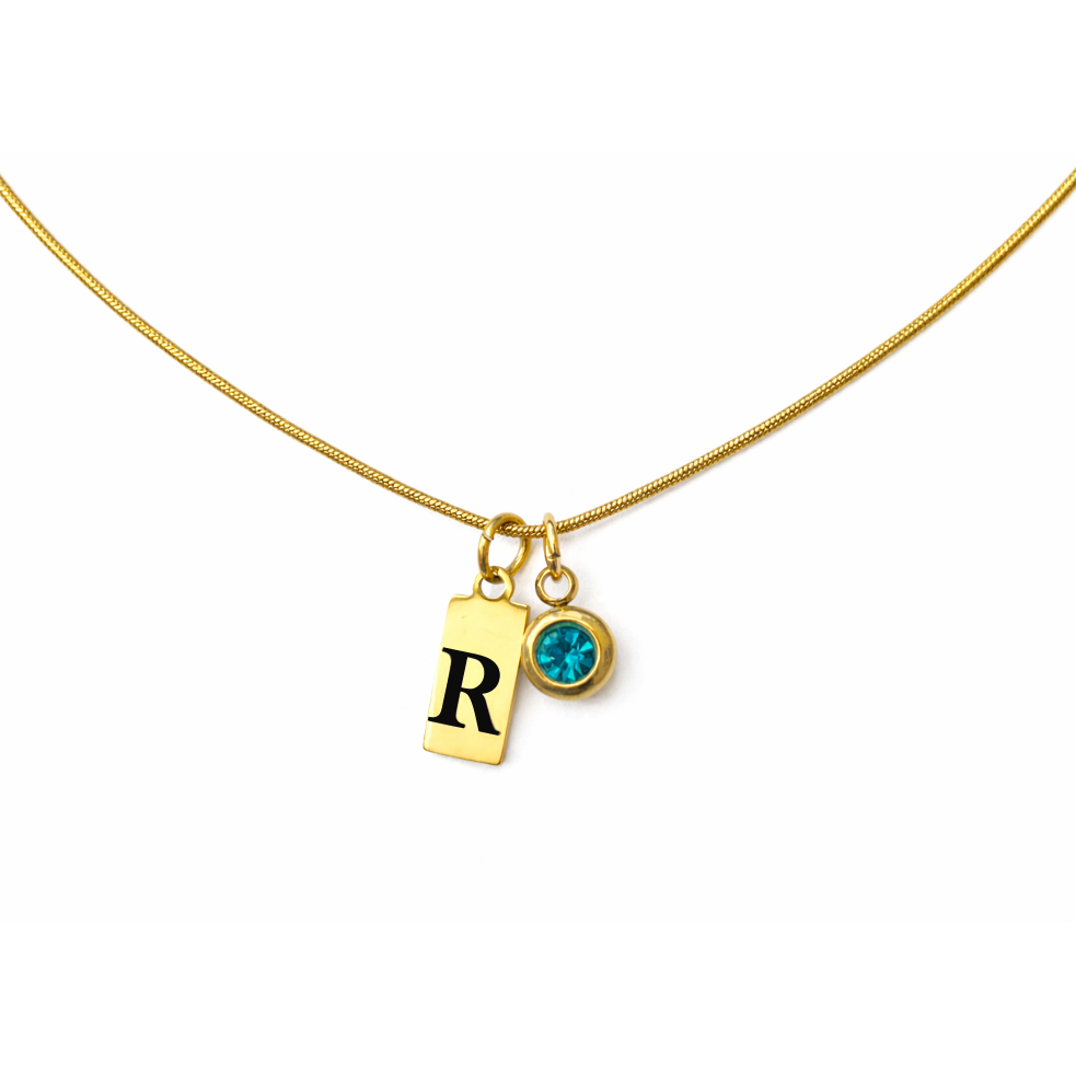 Collar Tag + Cristal Dorado