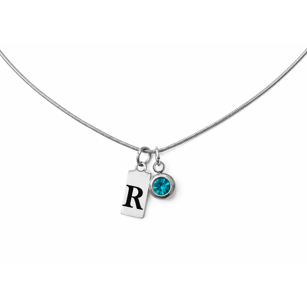 Collar Tag + Cristal Plateado